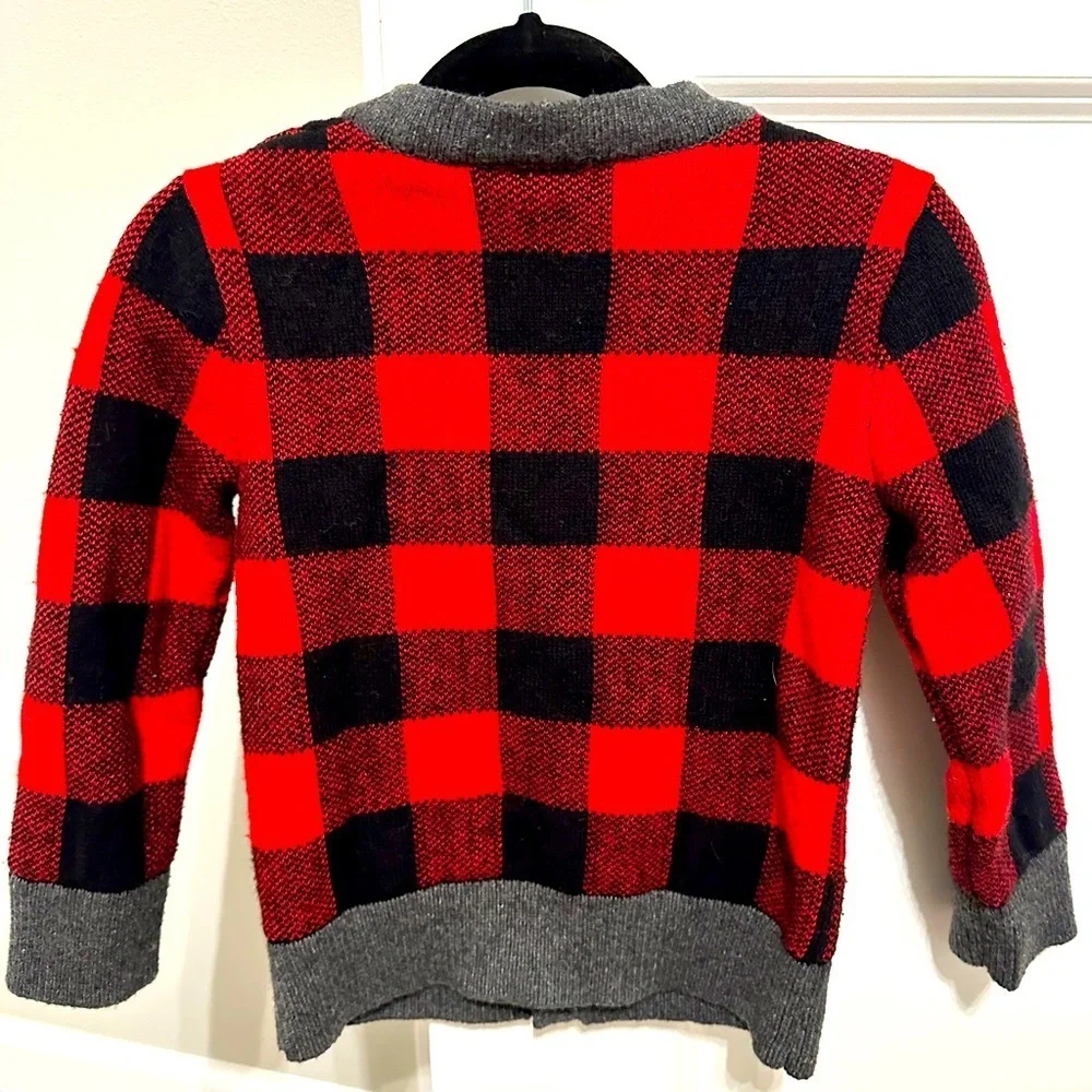 GAP Boys red plaid cardigan